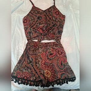 Paisley Print Two-Piece Set